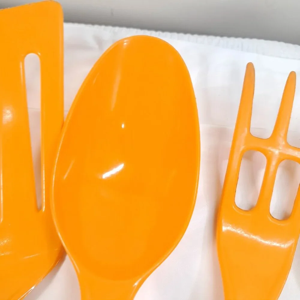 Vintage Hutzler yellow cooking utensils turner spatula serving spoon meat fork‎